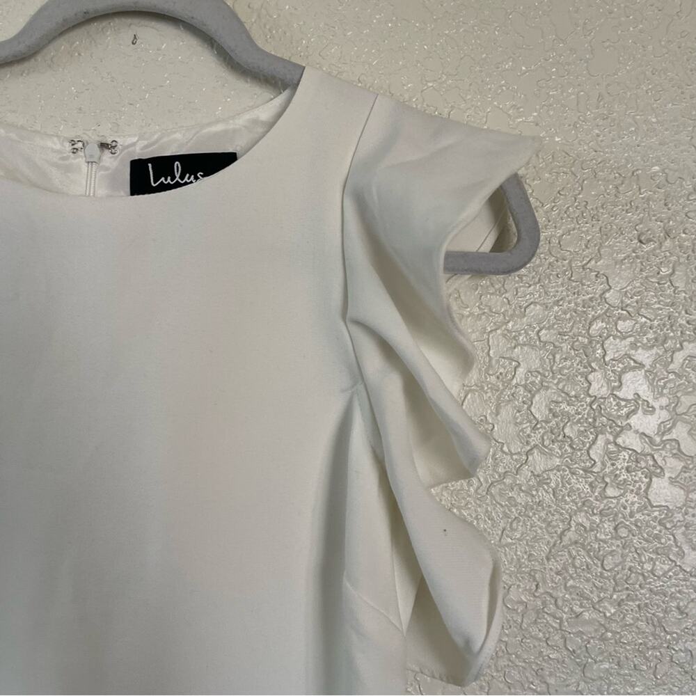 Lulus Dinah White One-Shoulder Ruffle Sleeve Dress Size Small EUC - Picture 7 of 12